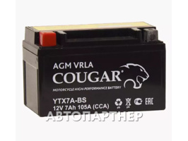 COUGAR AGM VRLA 12В 6ст 8 а/ч пп YT7B-BS